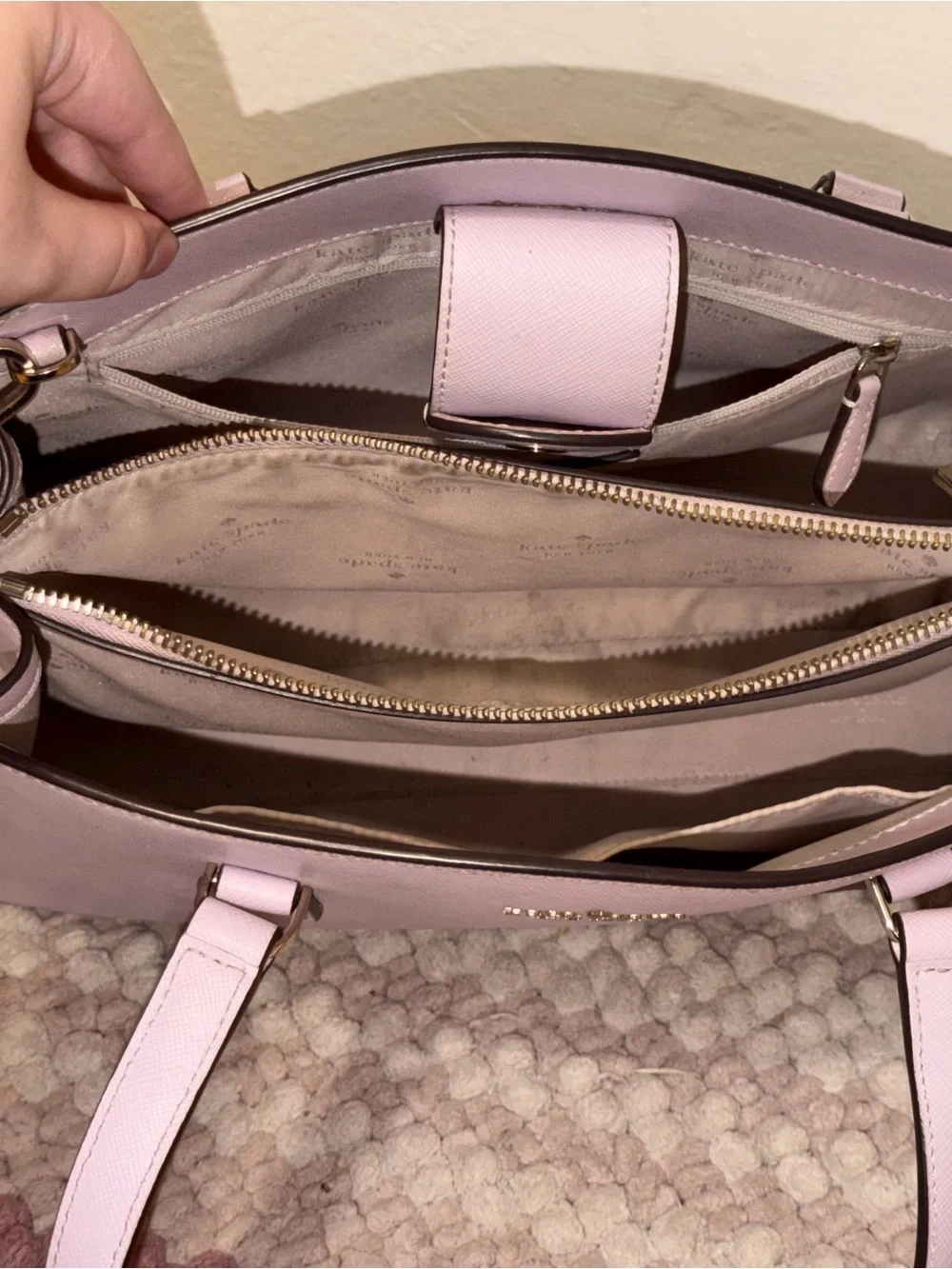 kate spade lavender leather satchel with detachable strap